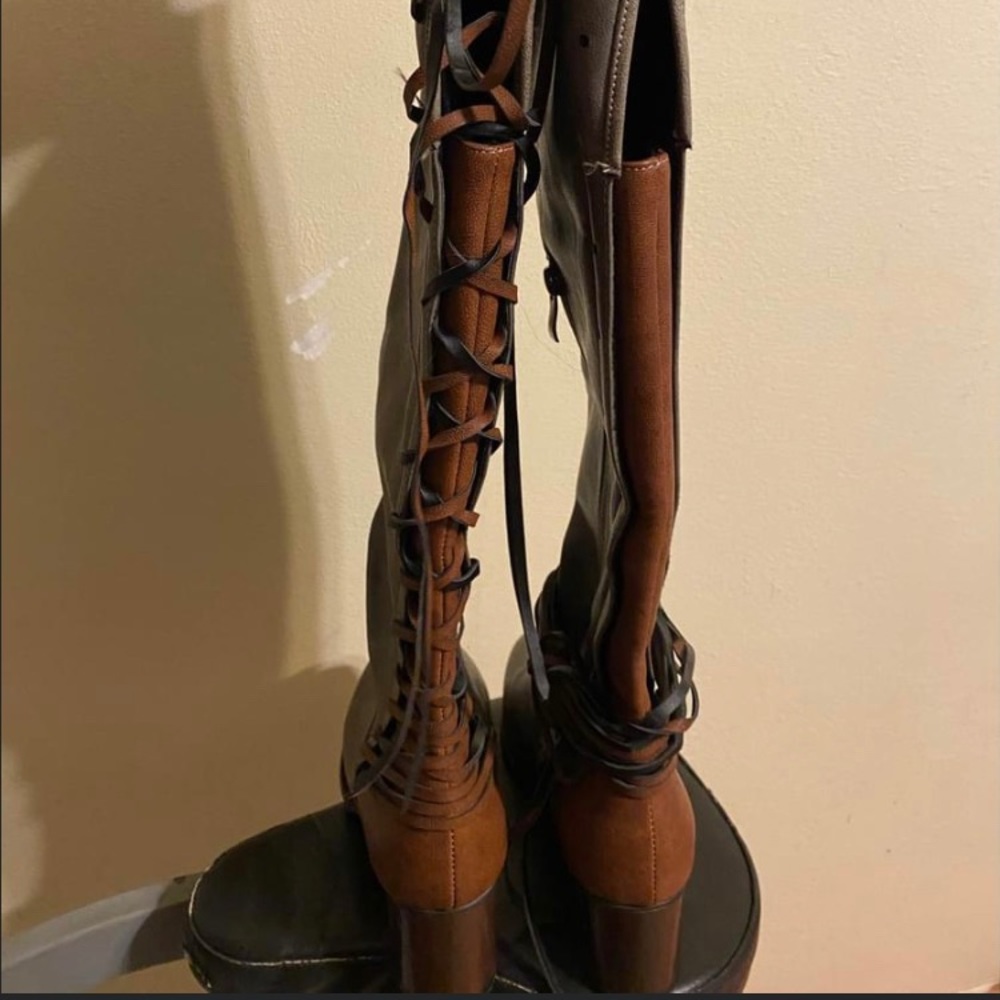 Knee high boots.
